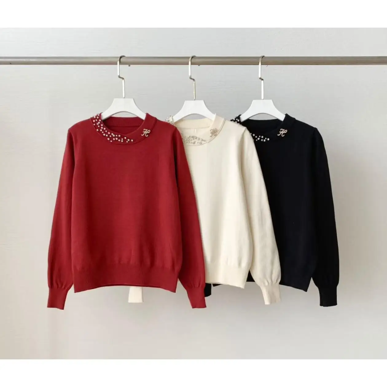 

Faionable Европейский вязаный свитер с жемчугом Low Ne Loose, женский базовый слой irt для похудения, осень-зима, длинный све