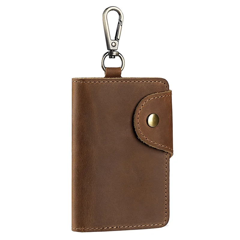 Nuevo Cartera de cuero Original para llaves para hombre, llavero de coche versátil Vintage para hombre, monedero, estuche para tarjetas, organizador de llaves para el hogar, ama de llaves