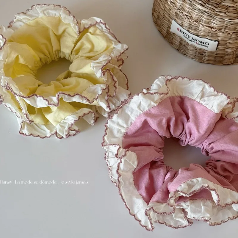 

Желто-розовые эластичные ленты для волос, женские элитные милые повязки для волос с шаровой головкой, большой головной убор, новая мода