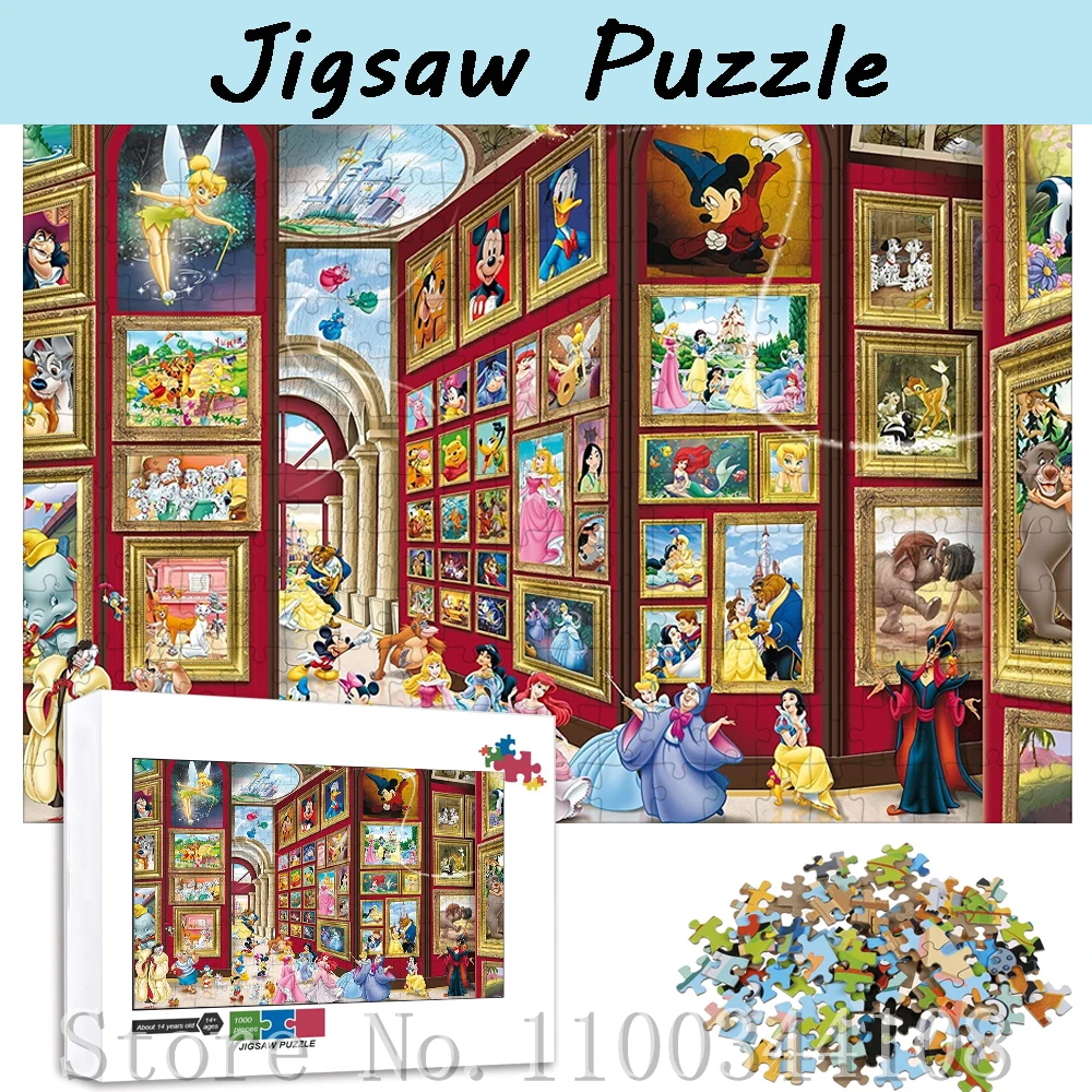 Disney-Cartoon Characters Wooden Jigsaw Puzzle, Brinquedos interativos pai-filho do jogo, Galeria de arte, 300 pcs, 500 pcs, 1000 pcs