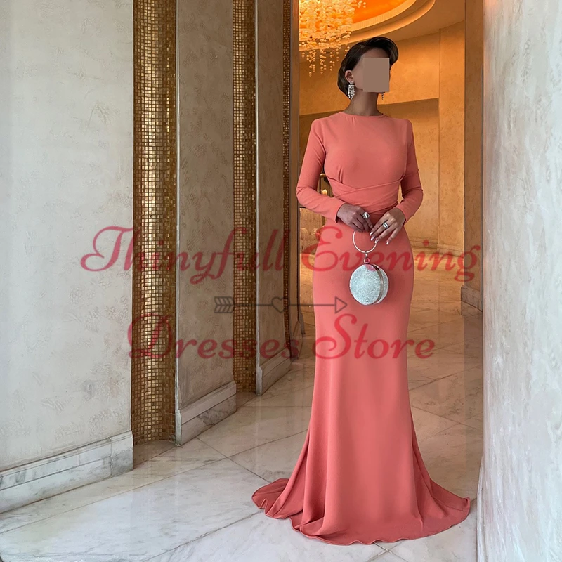 Thinyfull 2024 Mermaid Prom Evening Dresses Saudi Arabia Long Sleeve Party Dress Formal Night Cocktail Prom Gowns Custom Size