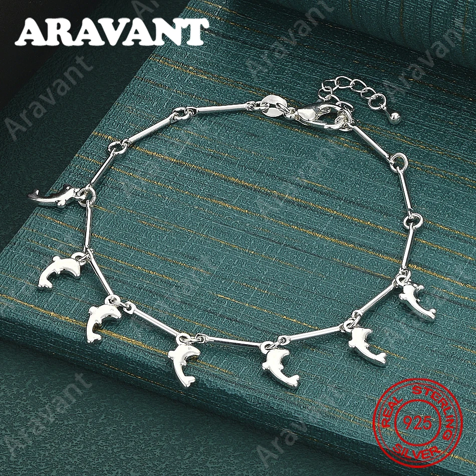 925 Sterling Silver Dolphin Pendant Bracelet For Women - Exquisite And Cute Wedding Party Jewelry