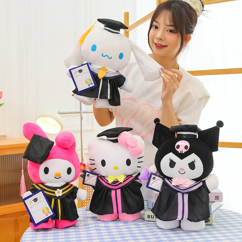 Grand oreiller de canapé en peluche Kawaii, My Melody Kuromi, Cinnamoroll, Hello Kitty, Anime Hobby, Graduation, Butter, 35cm, Sanurgente, Birthday Gifts