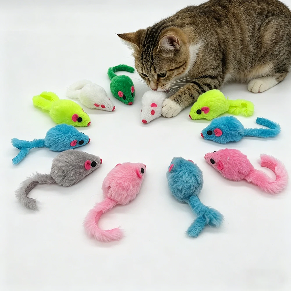 Juguetes peluche ratón coloridos, resistentes para gatos y perros