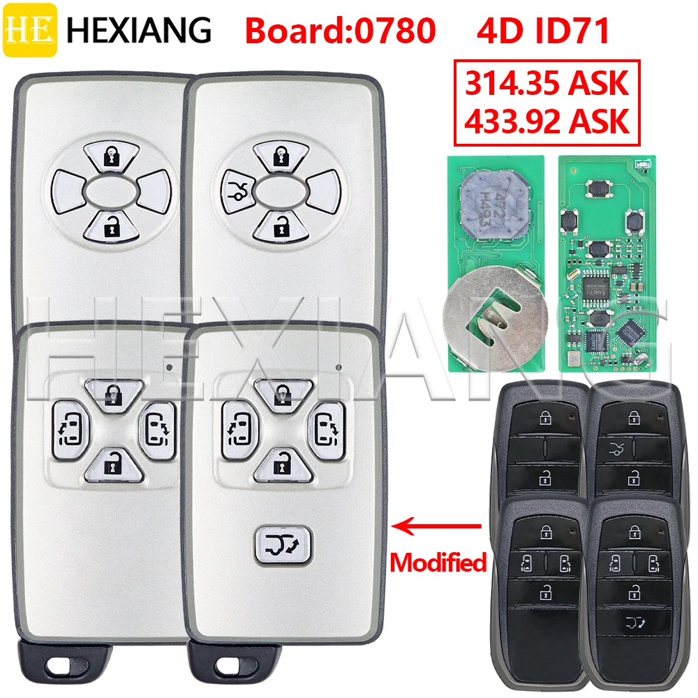 

HE 0780 314.35ASK/433.92ASK 4D P1:94 бесконтактный автомобильный дистанционный ключ для Toyota Alphard Vellfire Corolla Camry Previa Auris Rav4 Yaris