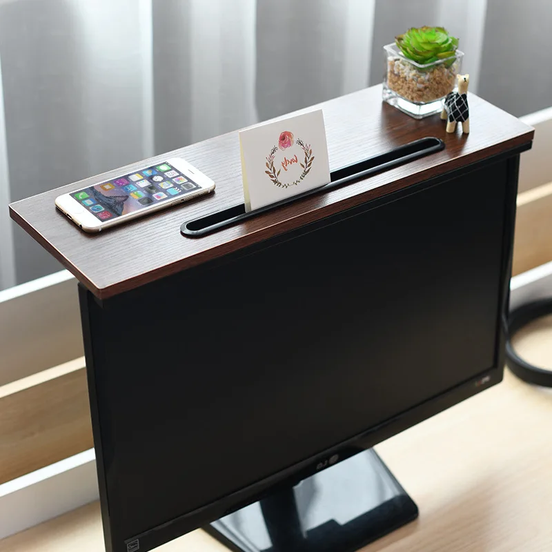 Office computer baffle rack, office desk wooden board rectangular flower stand simple laminate