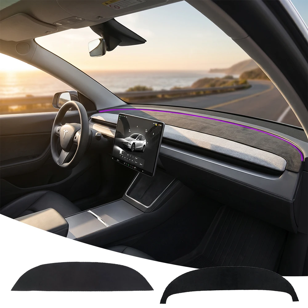 Для Tesla Model YL Y Juniper Model 3 Highland: чехол на приборную панель автомобиля из замши, солнцезащитный коврик, анти-UV-защита, нескользящие накладки, аксессуары.
