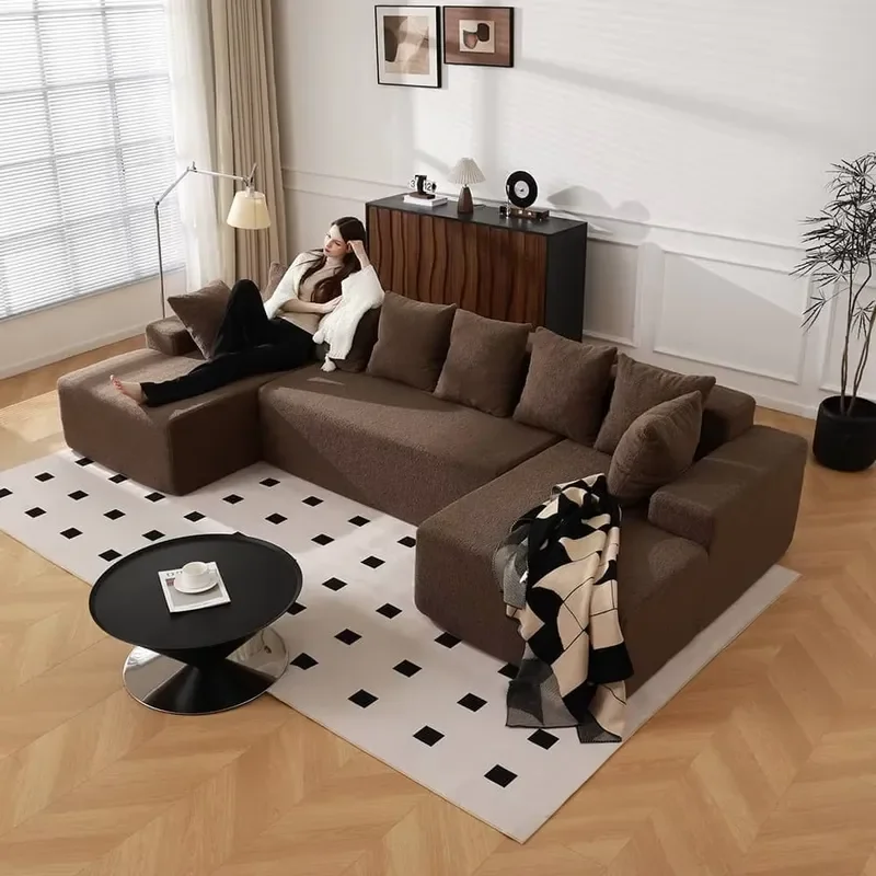 Modular Sofa Cushion Cover for U Shaped Sectional Couch Boneless Cloud Furniture Replacement Slipcover Washable Fabric