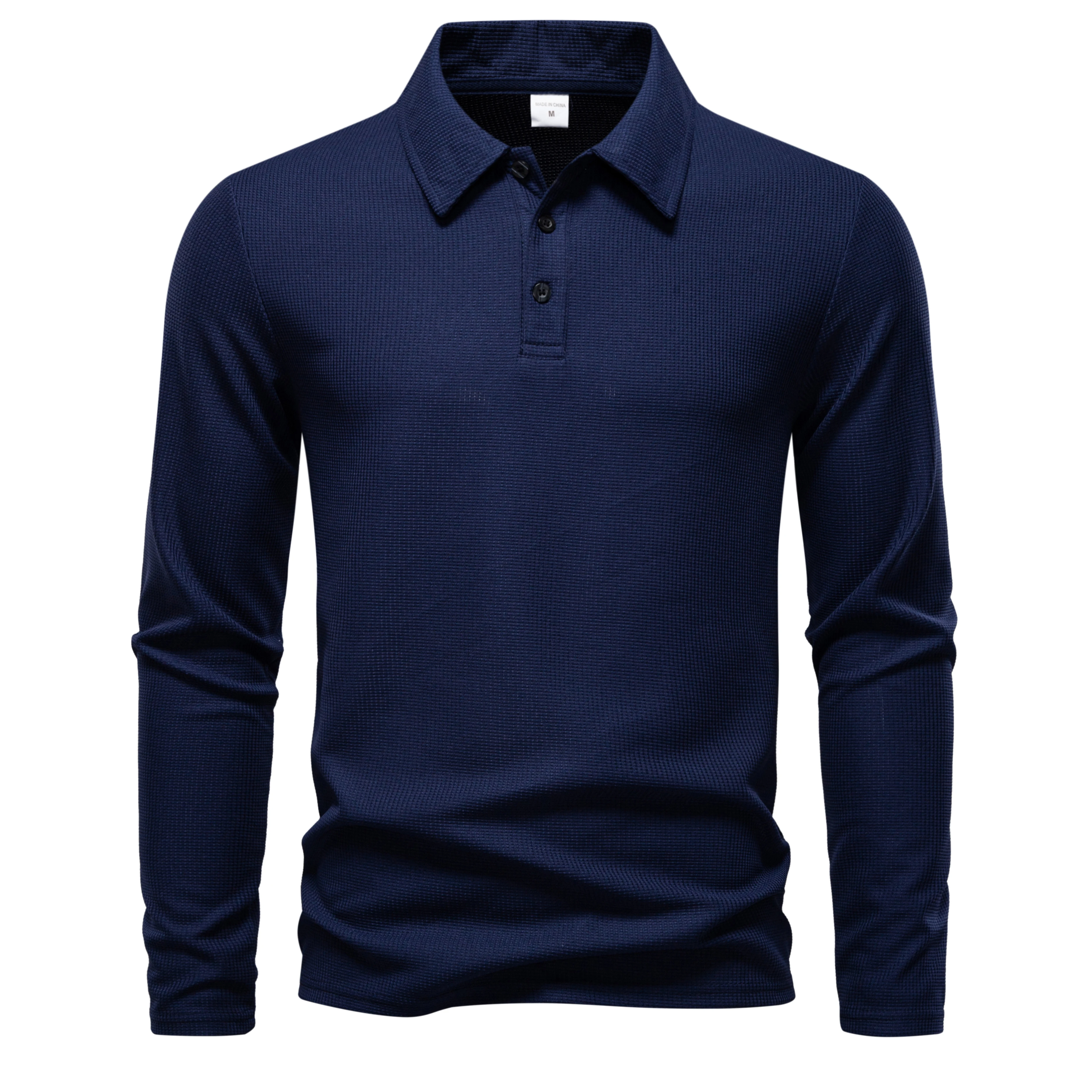 2026 Hot البيع الرجال الصيف عادية تنفس مريحة قميص بولو الرجال بلون عالية الجودة طويلة الأكمام تي شيرت #5