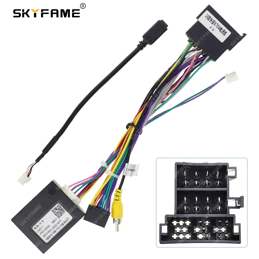 SKYFAME 16Pin Car Wiring Harness Adapter Canbus Box Decode Android Radio Power Cabler For Changan Chana Auchan X70A EADO DT