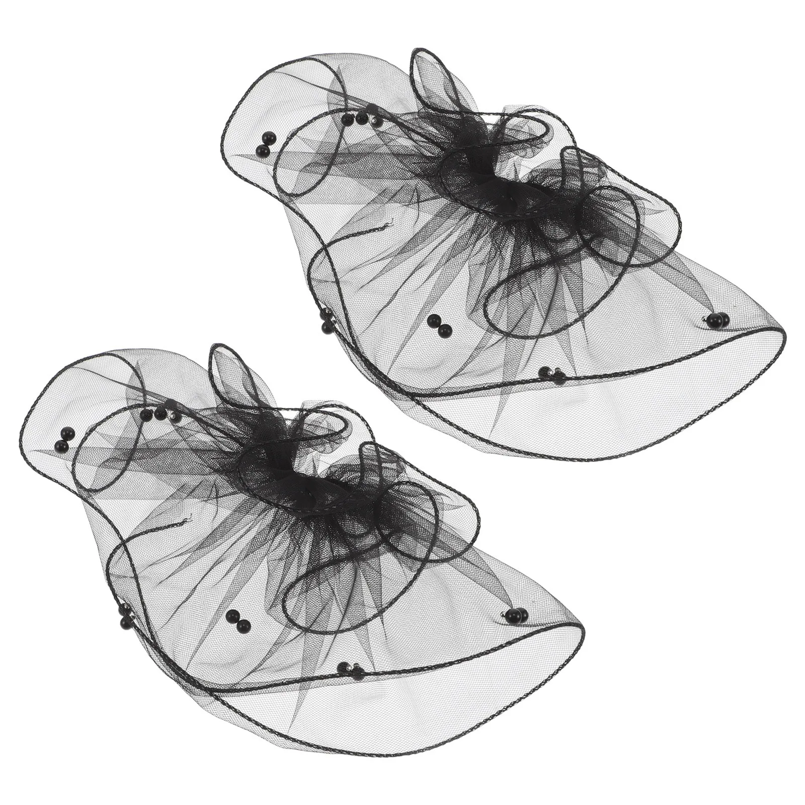 1개 1쌍 탈부착 가능한 신부 레이스 손목 커프 블랙 우아한 메쉬 슬리브 웨딩 드레스용 로리타 손가락 없는 장갑 프로미 파티용