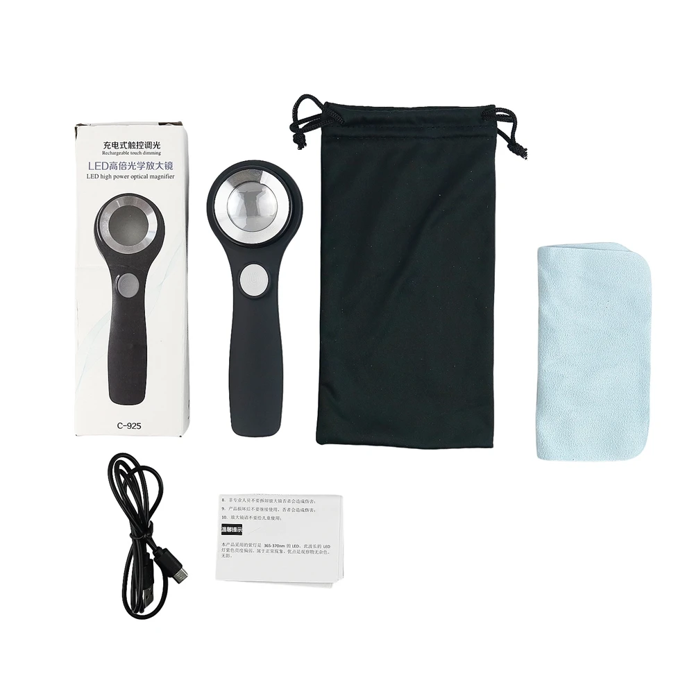 Imagem -06 - Dupla Lente Óptica Lupa 60x Lupa com Luz Led Recarregável