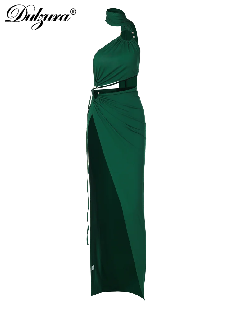 Dulzura Halter Adjustable Straps Sleeveless Hole Maxi Dress 2023 Fall winter Women Neck-Mounted Body-Shaping Sexy Party
