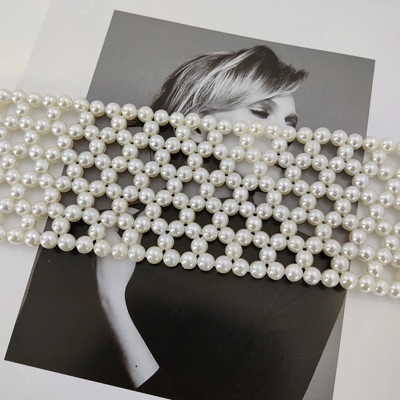 여성용 신축성 흰색 진주 코르셋 벨트, 여성용 허리 벨트, 하이 퀄리티 럭셔리 원피스 스트레치 커머번즈 Y2K