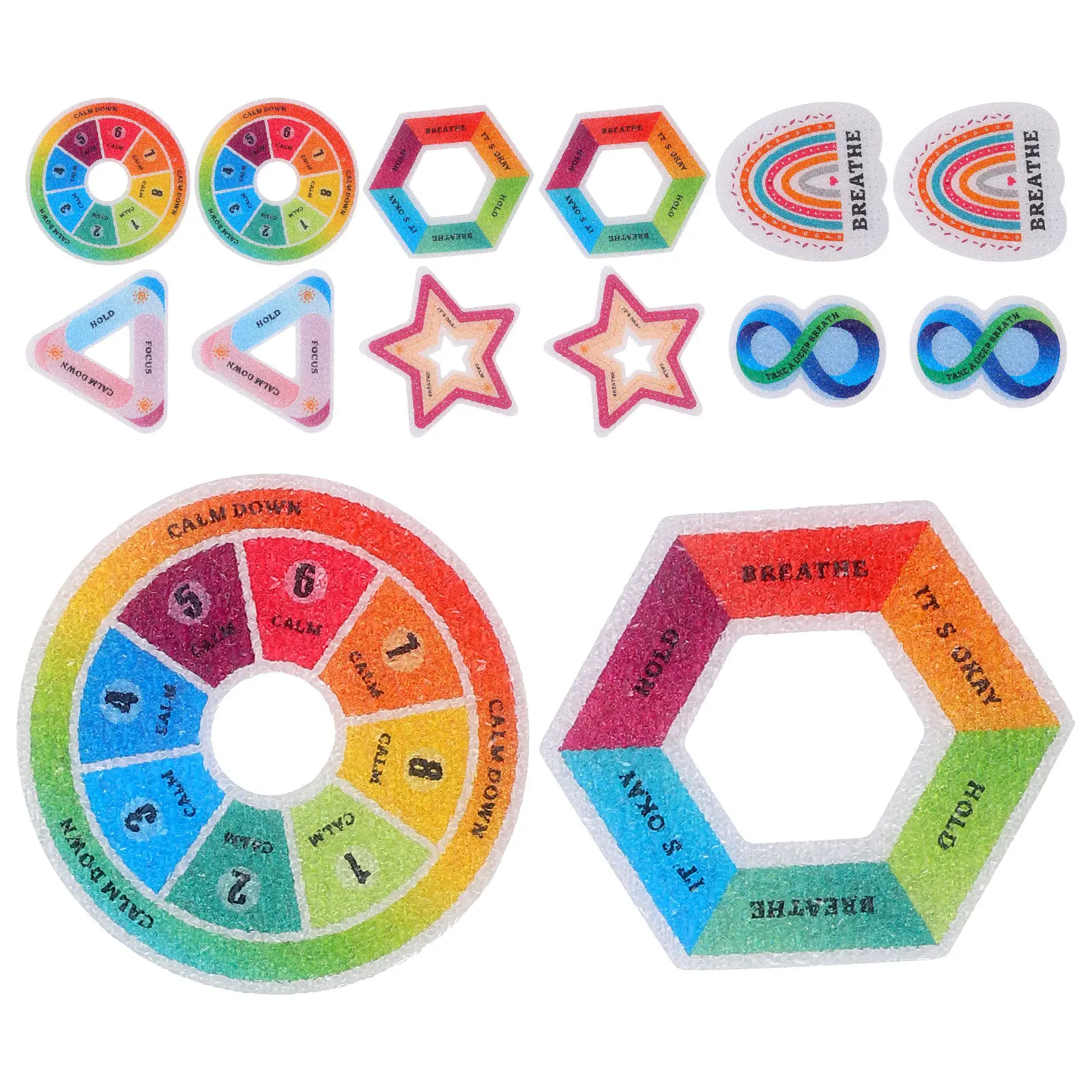 

30 шт. текстурированных цветных успокаивающих наклеек для телефона, стола, ноутбука, сенсорные декоративные стикеры для снятия стресса, самоклеящиеся