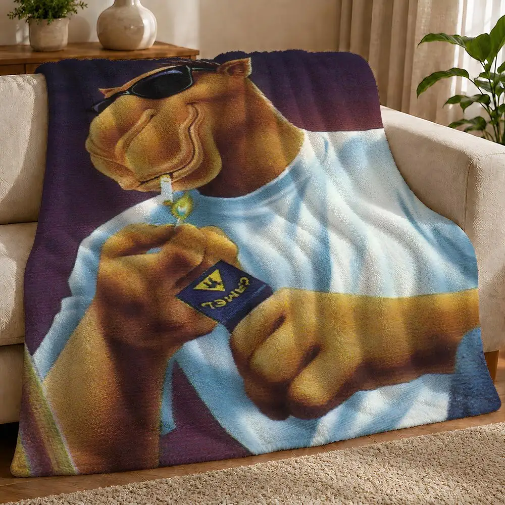 Cool C-Camel Throw 1pc Flannel Blanket Soft Lightweight Warm Cozy For Bedroom Sofa Bed