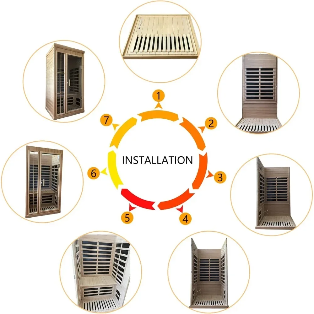 Sauna Infrarouge à Faible EMF FAR pour la Maison, Boîte de Salle de Sauna Personnel d'Nikde 1350Watt, 1 à 2 Mortes