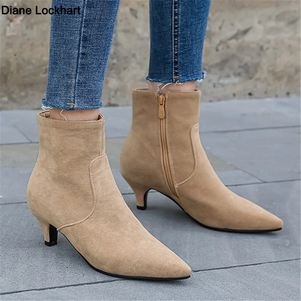 

2025 Pointed Toe Stiletto Heel Women Boots Fashion Ankle Boots Women Shoes Zipper Cheap High Heel Boots Shoes Woman Size31 32 33