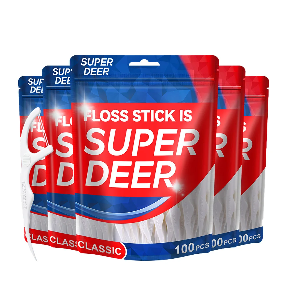 Fawnmum Floss Picks - 500 Pcs Dental Pick Twin Line Dental Floss Clean Between Teeth Unwaxed Unflavored