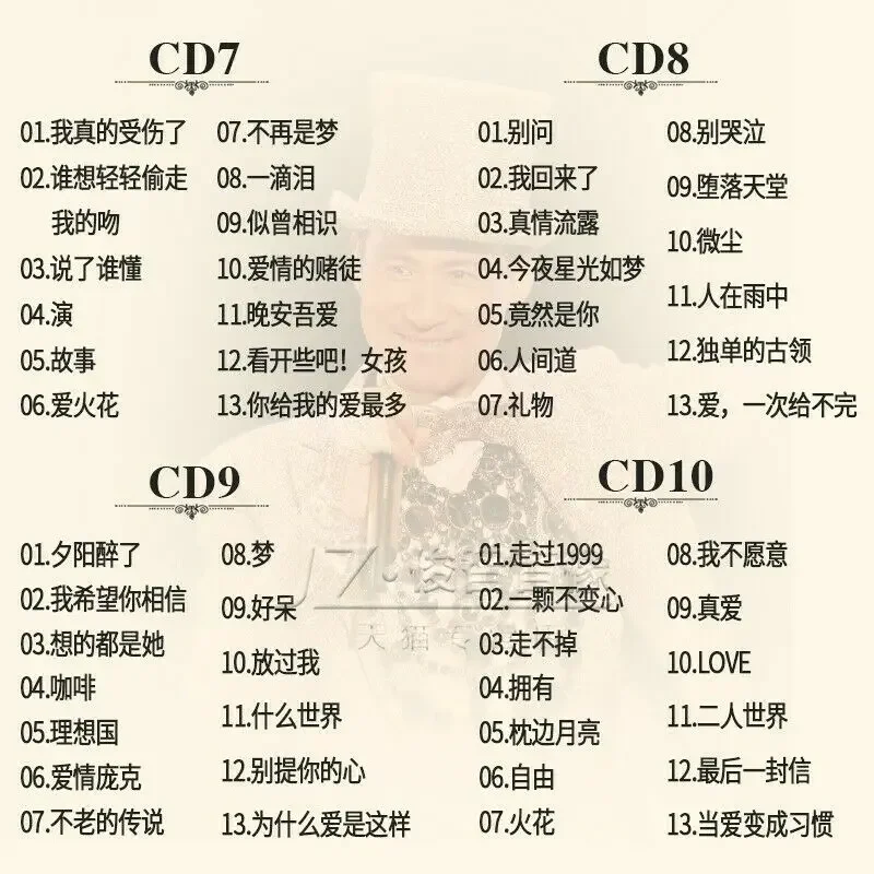 10cds de música pop chinês jacky cheung superstar cantor carro música cd