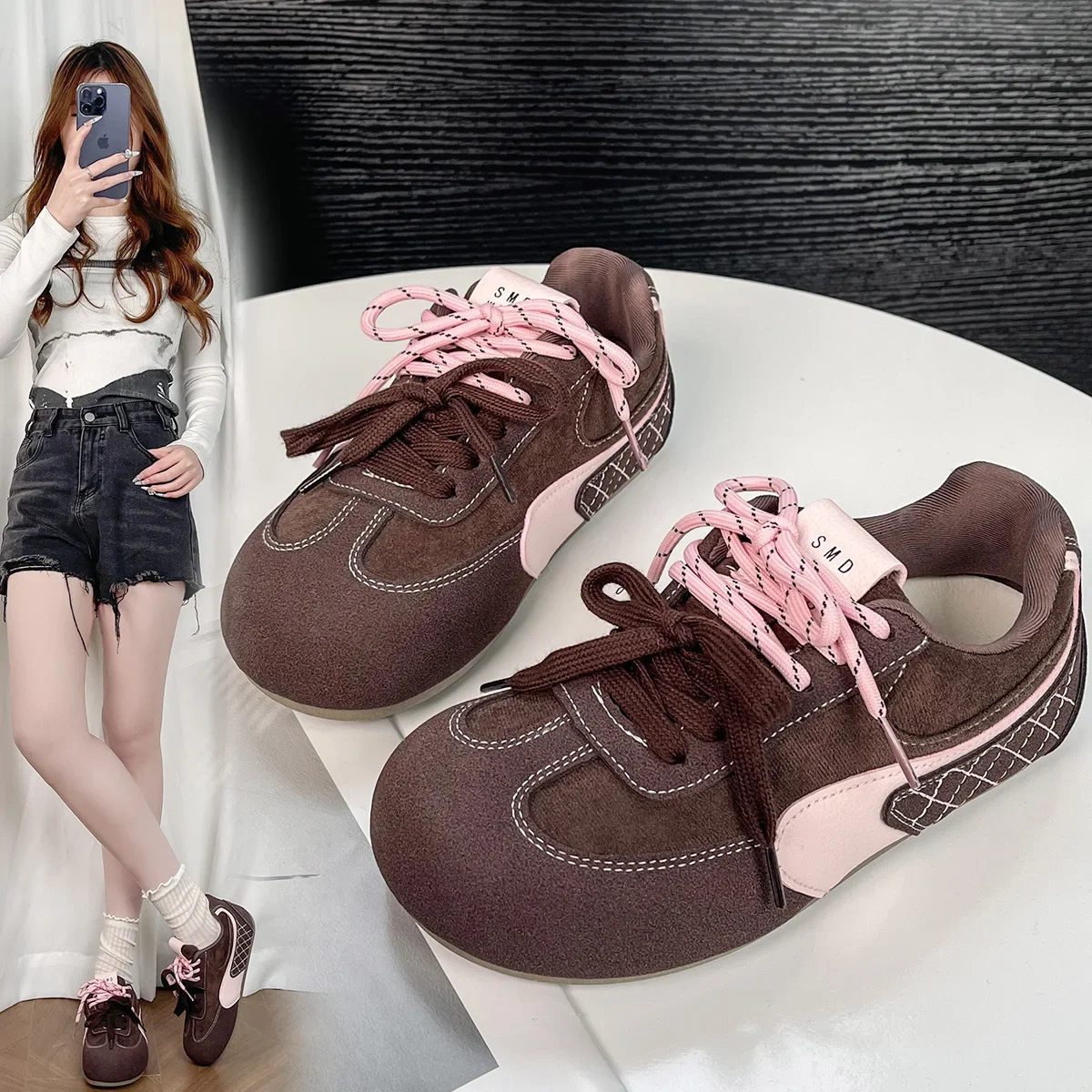 

2025 Summer Women's soft soles not tired of feet students' sports leisure flat soles increase height moral training sneakers