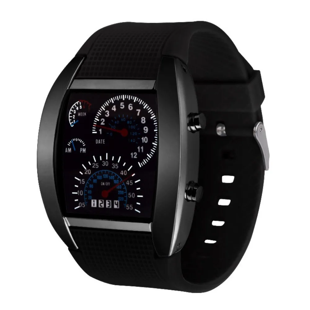 1pcs Aviation LED Electronic Watch Fan Dashboard Men Sports Digital Watch Wholesale Hot Selling