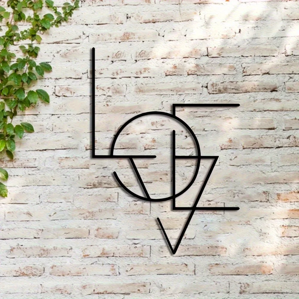 1pc Modern Metal Heart Wall Art - Interlocking Love Symbol Durable Iron Wedding Anniversary Gift for Home Terrace Greek Key Patt