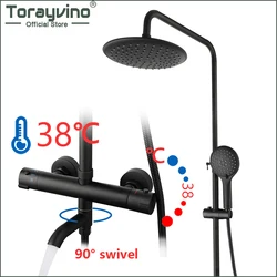 Torayvino Thermostatic Bathroom Shower Faucet Set Temperature Shower System Rainfall Chuveiro Head Handheld Sprayer Mixer Tap