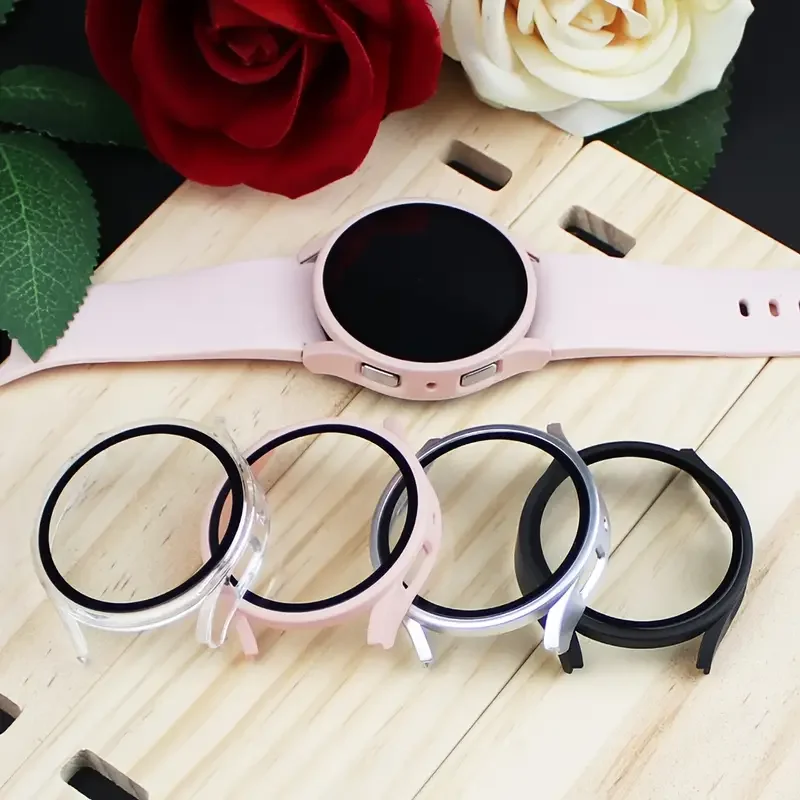 Gehärtetes Glas + Hülle für Samsung Galaxy Watch 7/6/5/4, 44 mm, 40 mm, Voll-PC-Stoßstangen-Displayschutz, Galaxy Watch FE-Zubehör
