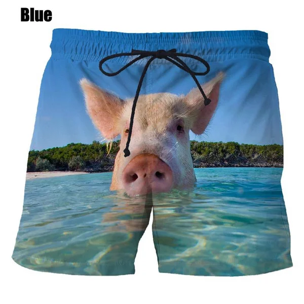 Pantalones cortos con estampado de cerdo en 3d, Shorts de playa informales creativos de animales divertidos