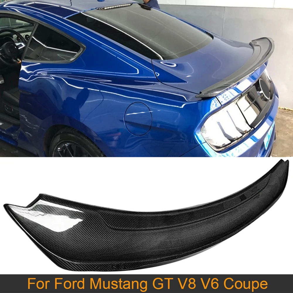 Car Rear Spoiler Wing For Ford Mustang Coupe GT V8 V6 Coupe 2015 - 2018 Rear Trunk Boot Lip Wing Spoiler Carbon Fiber / ABS Grey