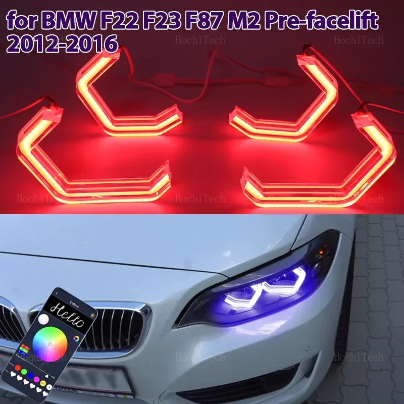 

M4 Стиль RGB разноцветные световые кольца Управление приложением DRL LED Angel Eyes Комплект для BMW 2 серии F22 F23 F87 M2 предварительно подтяжка лица 2012-2016