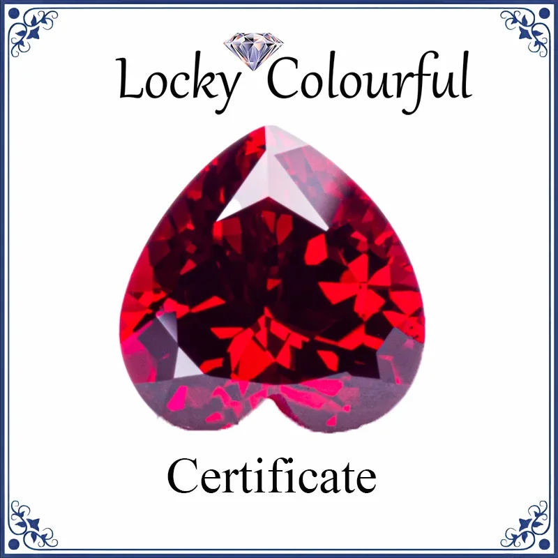 

Lab Grown Ruby Pigeon Blood Red Color Top Quality Heart Shape Charm Beads for Diy Jewelry Making Selectable AGL Certificate