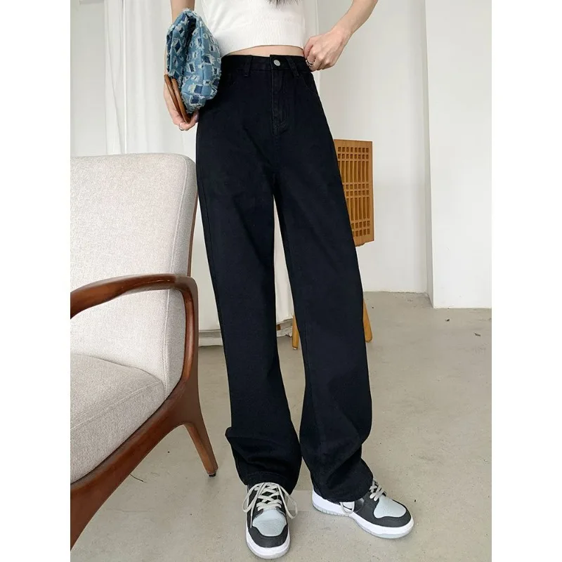 Women Denim Jeans 2025 Autumn Winter New Fashionable High Wasit Wide Leg Pants Versatile Comfortable Hot Sale Baggy Casual Jeans