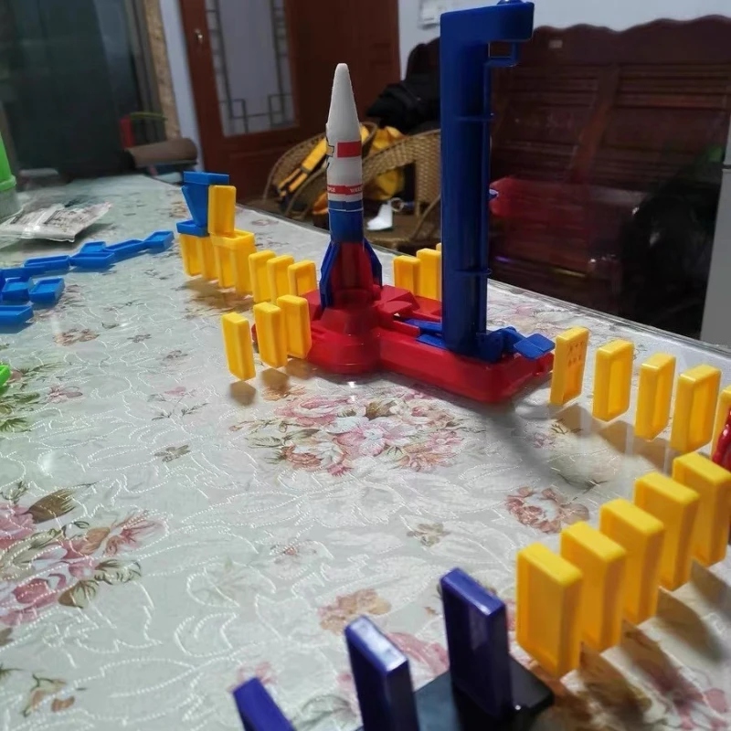 

Domino Building Blocks with Aircraft Tracks - Children’s Train & Rocket Toy (STEM Learning Kit)