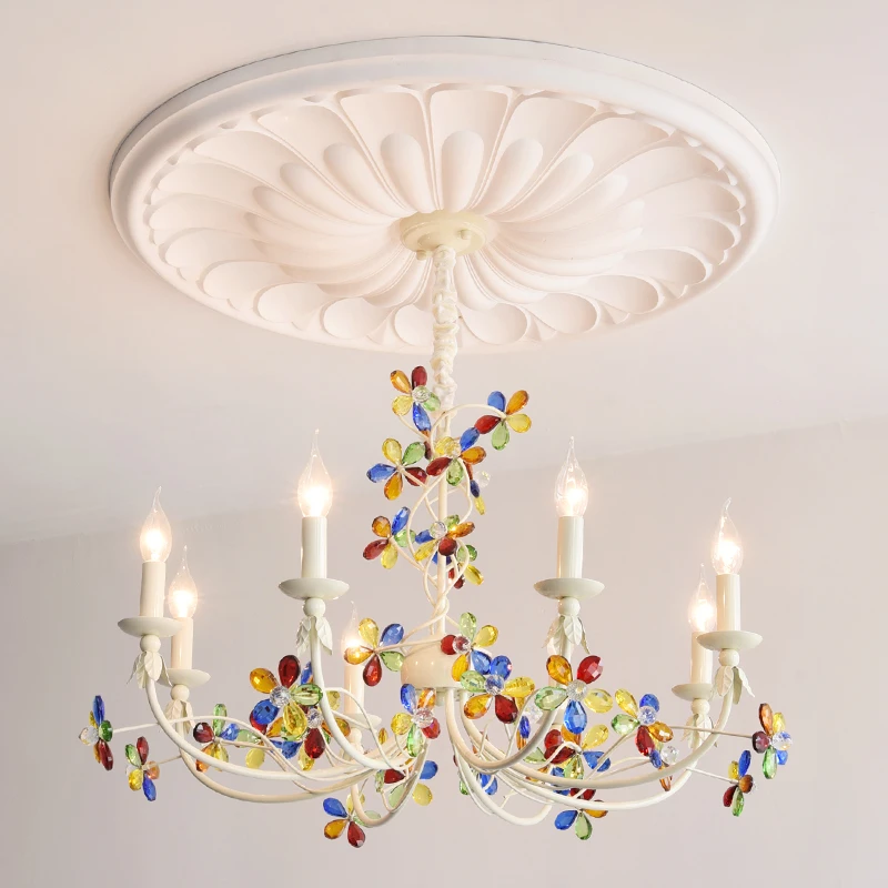 French romantic warm bedroom chandelier color dopamine Memphis crystal lamp master bedroom girl heart