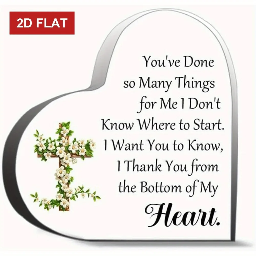 CIFBUY 2D Heart Acrylic Inspirational Gift Encouragement Sign for Women Office Desk Decor Sympathy Remembrance Keepsake