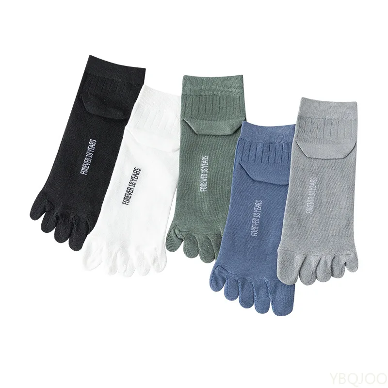 5 أزواج من الجوارب بخمسة أصابع للرجال في ربيع الخريف، جوارب قصيرة مريحة وممتصة للعرق ومضادة للبكتيريا
