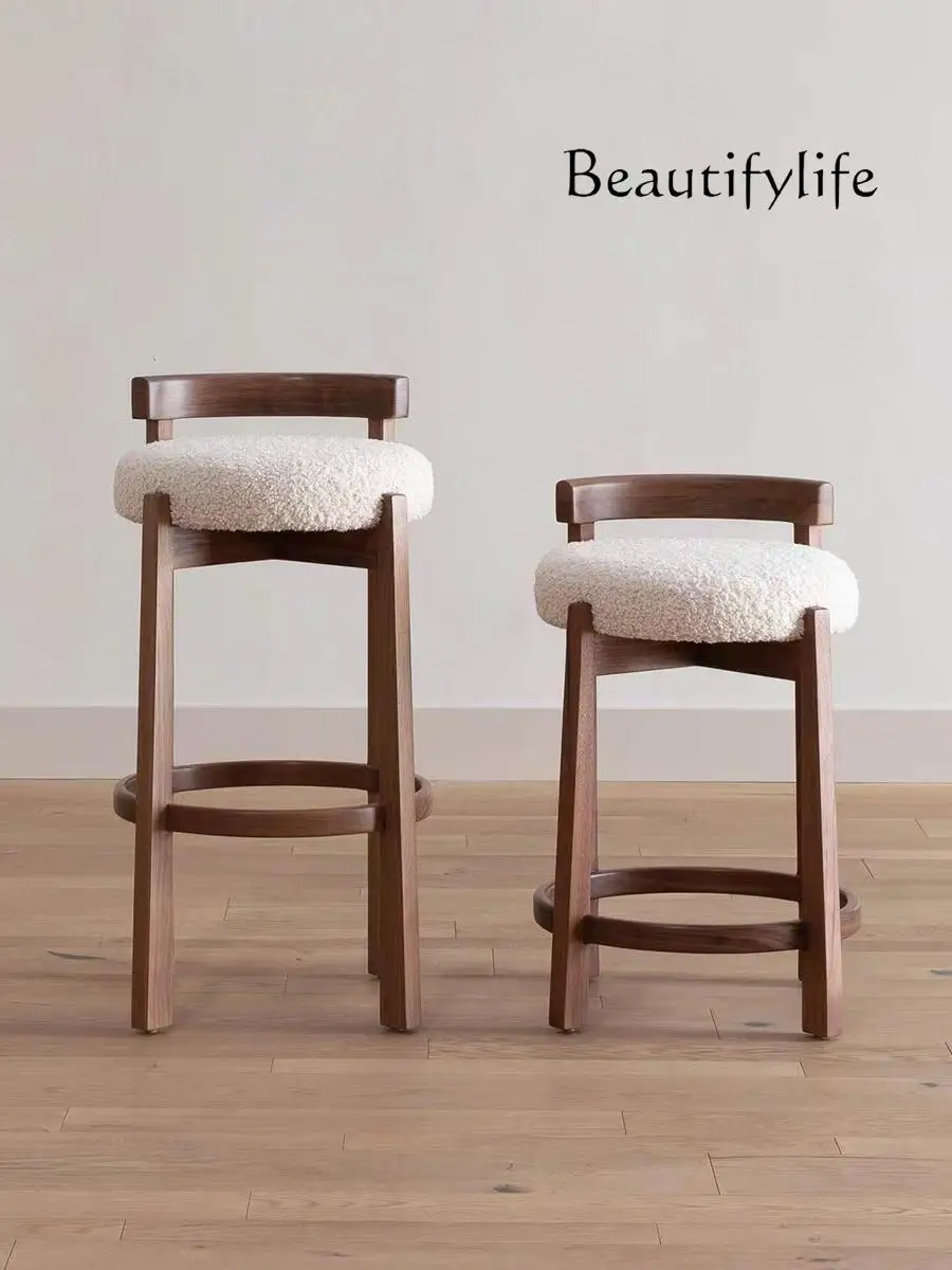 

Nordic solid wood bar chair household modern simple high chair light luxury bar counter high front desk bar chair