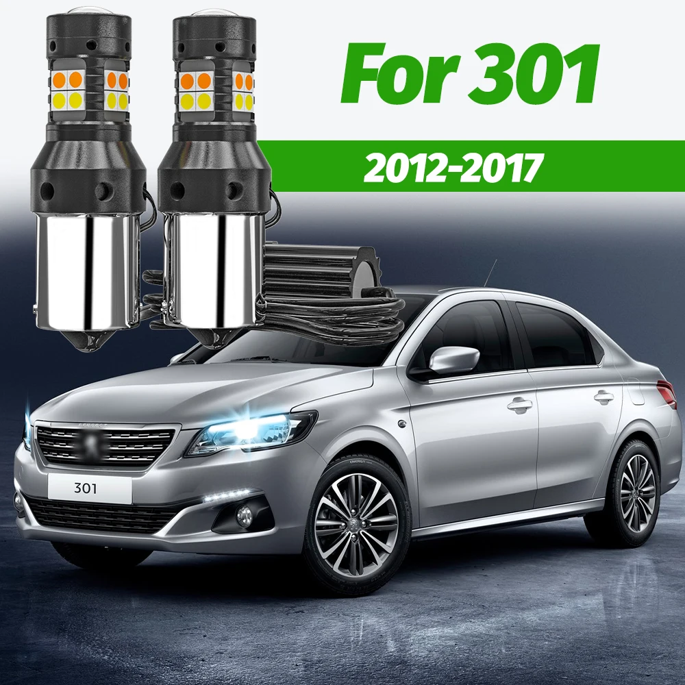 2 Stück Dual-Mode-Blinker + Tagfahrlicht-Zubehör LED DRL für Peugeot 301 2012-2017 2013 2014 2015 2016
