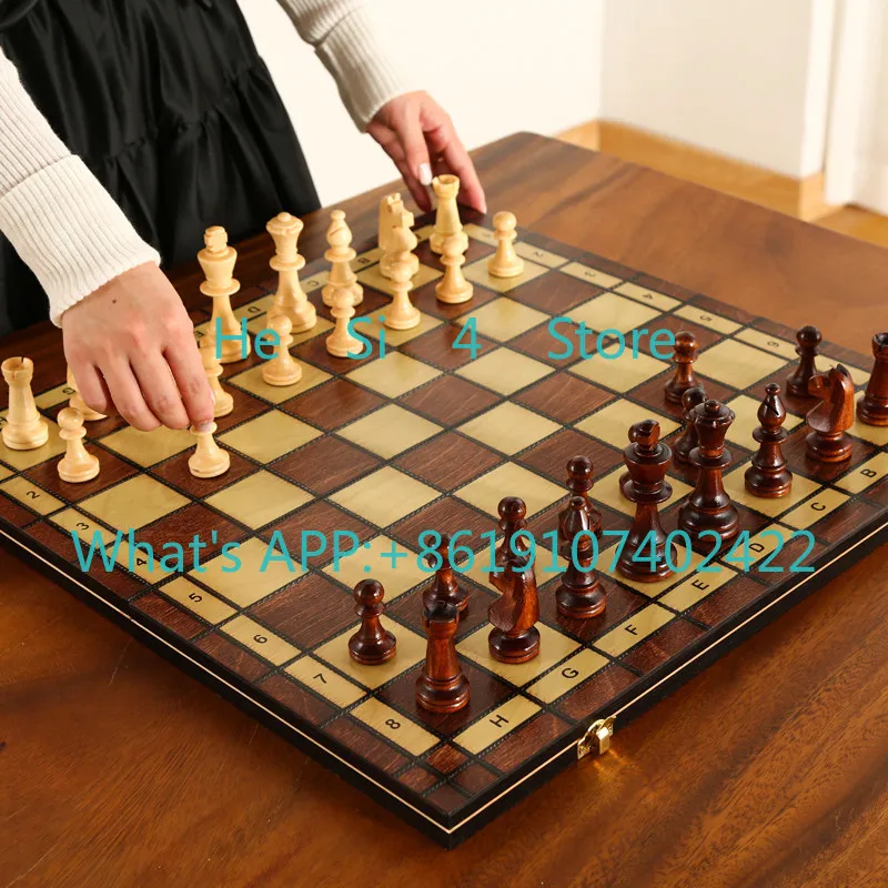 

Chess magnetic high-grade solid wood folding chessboard for children's entry and adult competitions