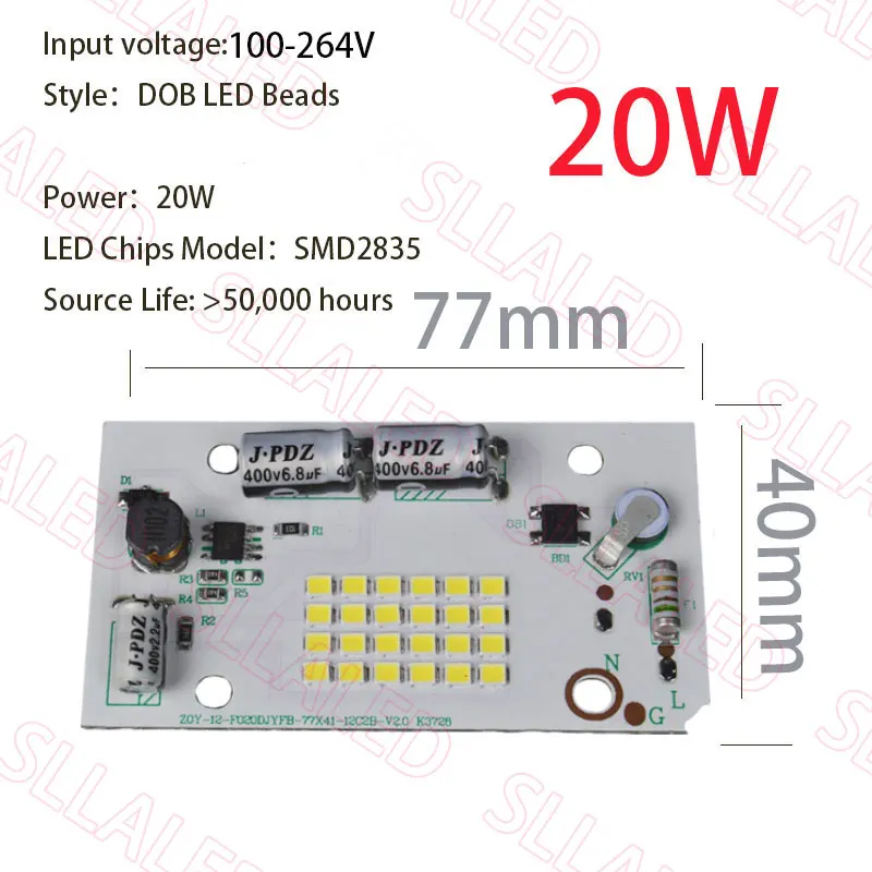 LED Chip Beads para Floodlights Luzes de teto, lâmpada ao ar livre, acessórios de iluminação, 220V, 6500K, 20W, 30W, 50W, 100-264V