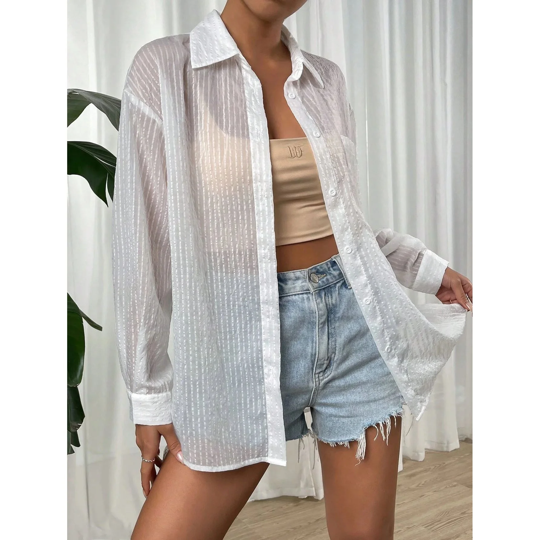 

Новинка 2025 года, французская высококачественная полосатая женская летняя верхняя одежда с тонкими ортами Cleanfit Sle, другой материал 00% для женщин