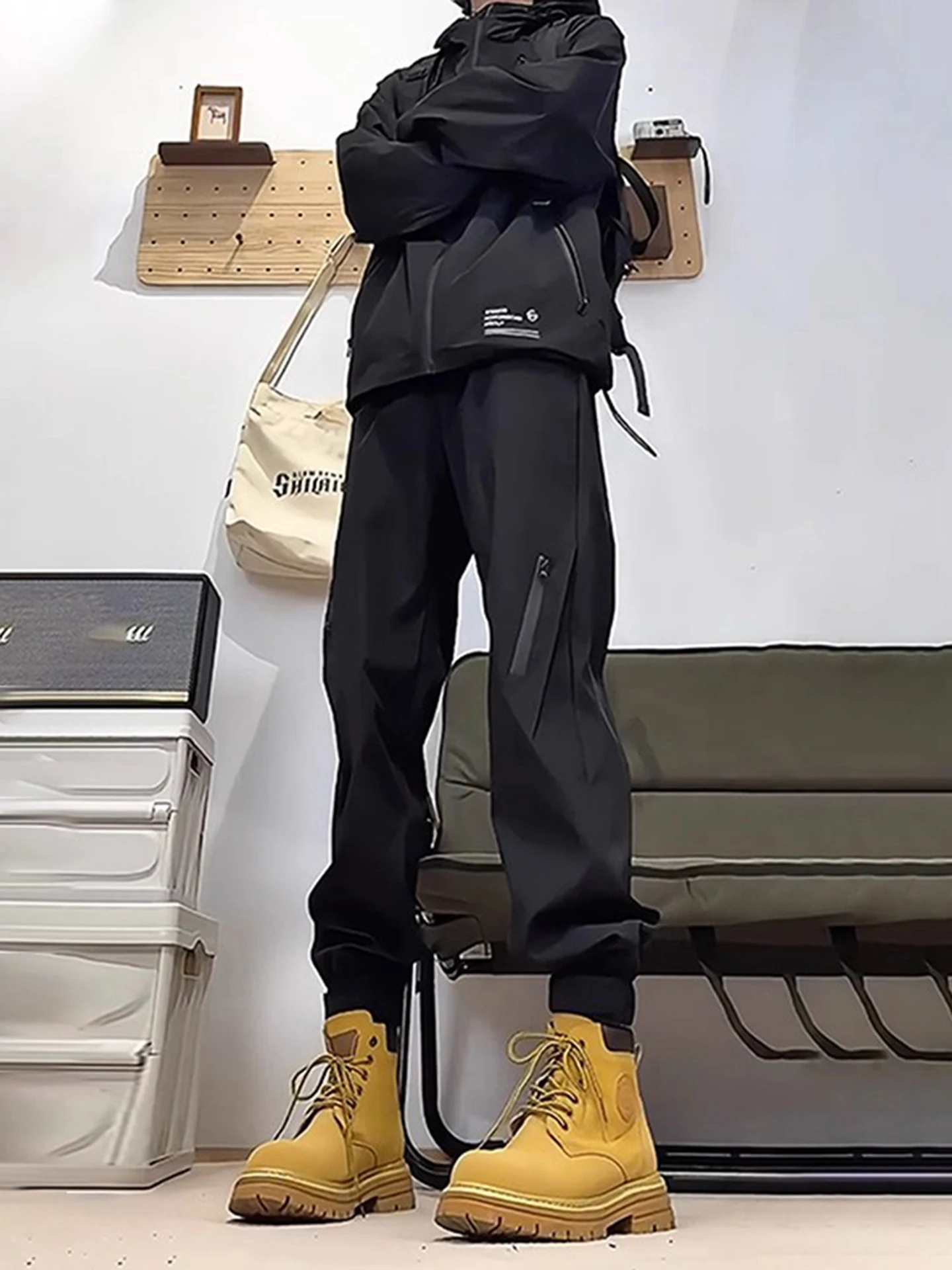 

Мужские зимние непромокаемые ботинки на подкладке, походная спецодежда, брюки с регулируемой манжетой, уличные прямые брюки