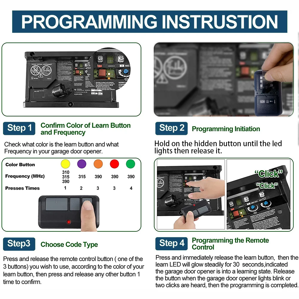 893Max Remote Control For Garage Door Opener Compatible With 390Mhz Billion Code Remote Security 2.0 Remote