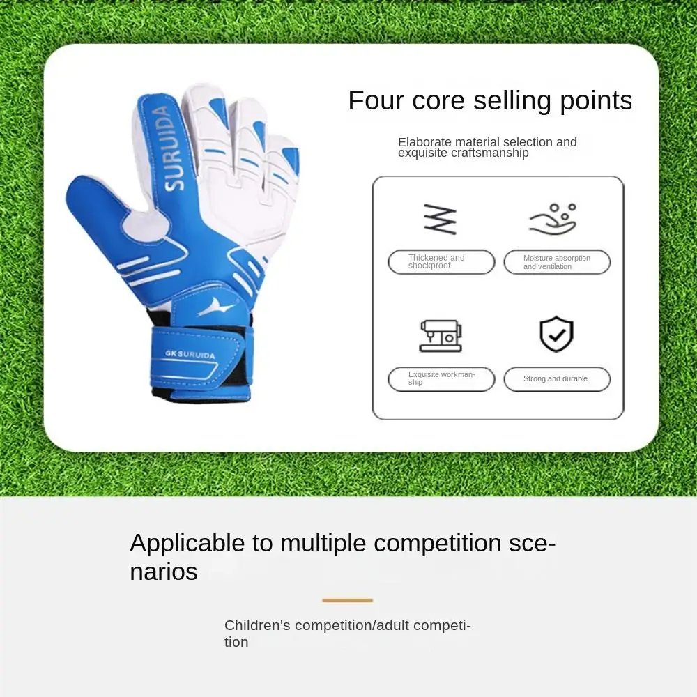 

1 Pair Size 5-10 Goalkeeper Gloves Thickened Anti Slip Football Goalie Gloves Breathable Cushioning Game Goalkeeper Gloves