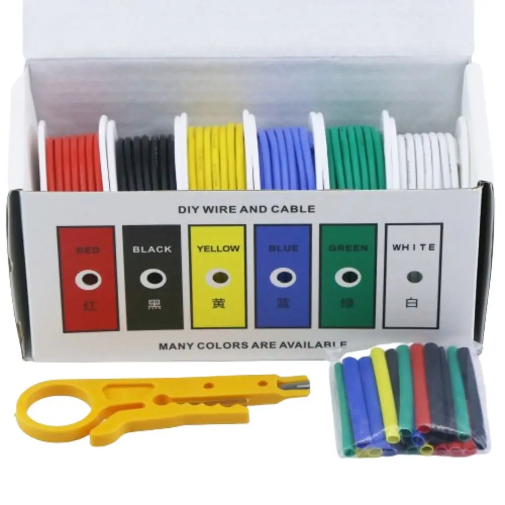 6 Colors AWG Electric Wire Solid Cable Widely Utilized Silicone Stranded Electric Wires Tinned Copper Electrical DIY