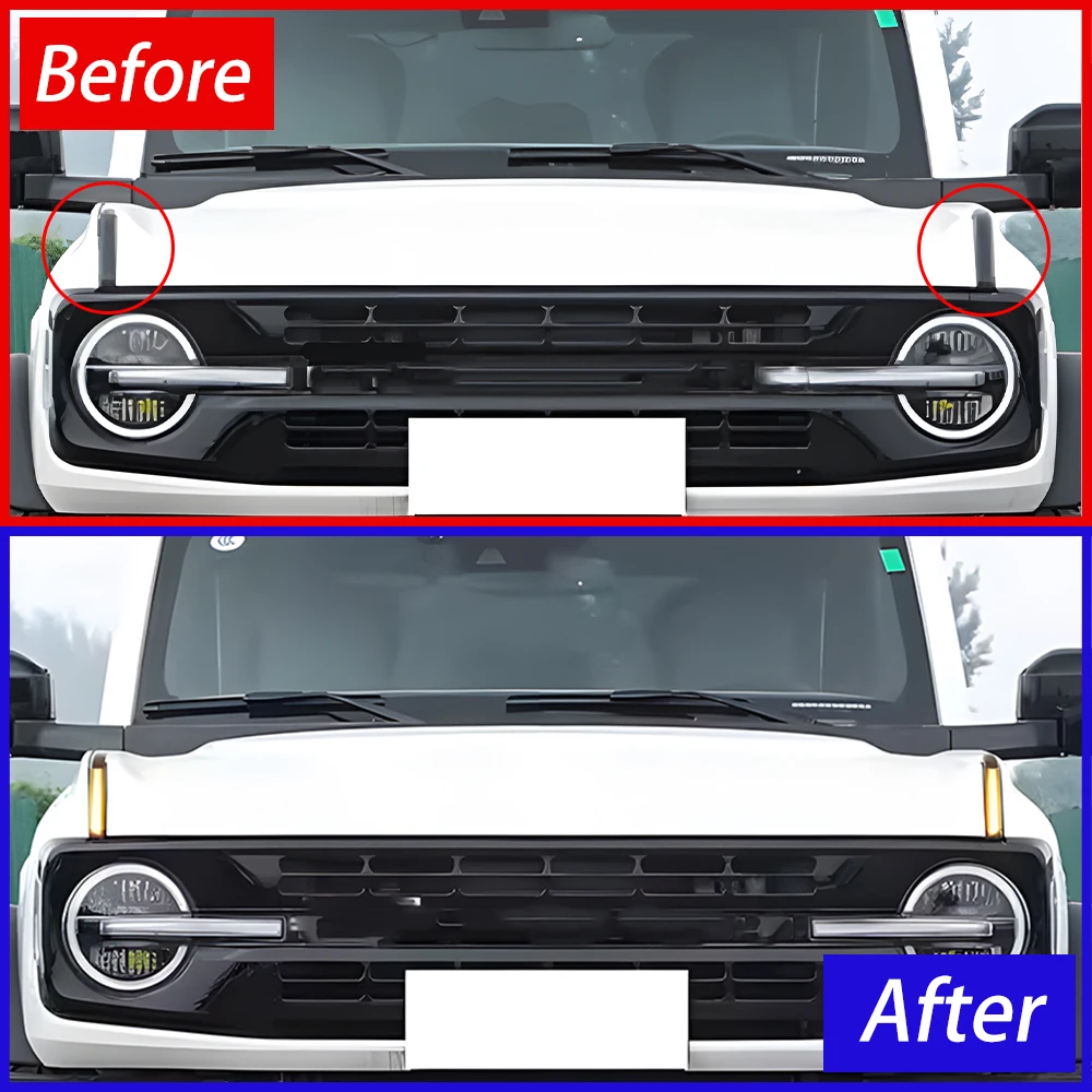 For Ford Bronco Front Hood 2021-2024 Upgrade LED Flashing Signal Light Front Hood Light Assembly Tool Car Accessories