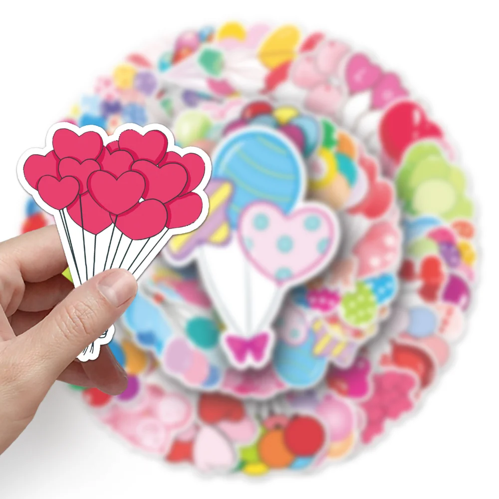 10/50PCS Valentine's Day Balloon Stickers Gift for Lovers To DIY Guitar Motorcycle Skateboard Car Laptop Fridge Sticker 2023