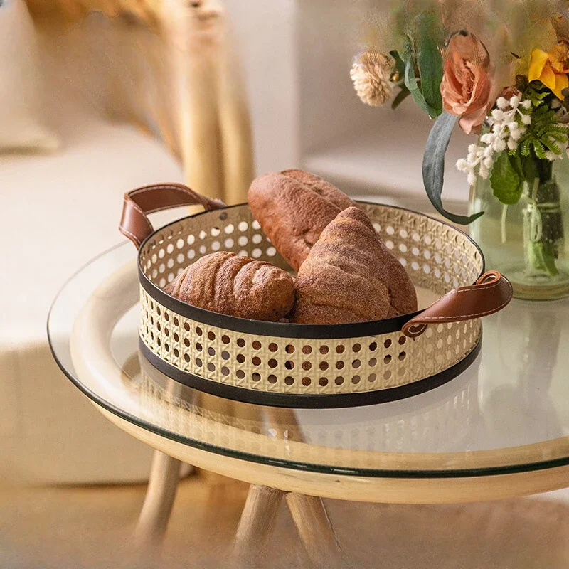 Hand-Woven Storage Basket Bread and Fries Tray Multi-Functional Fruit Basket Stylish Storage Basket Practical Fruit Tray